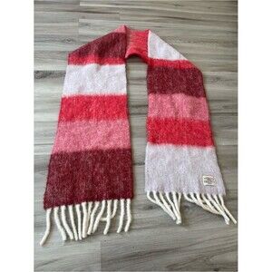 Faherty Red & Pink Striped Alpaca Blend Scarf